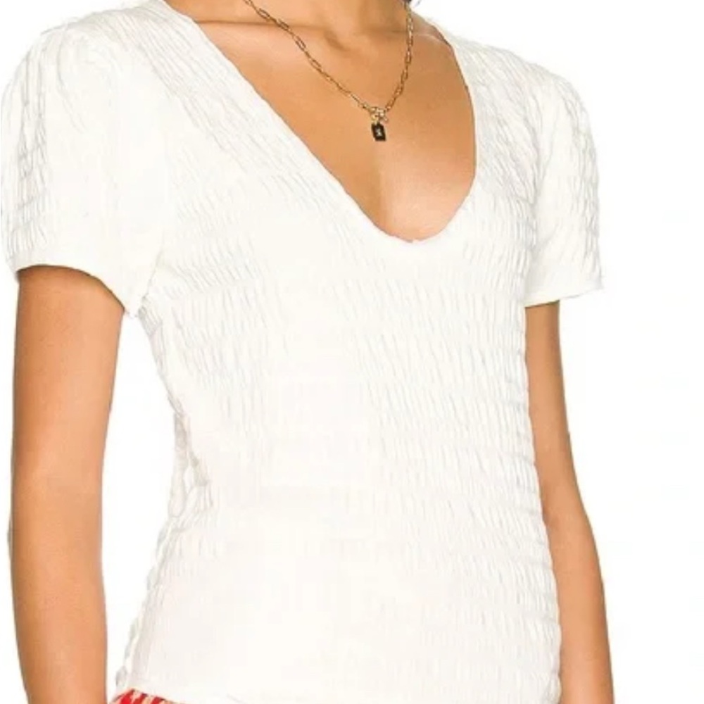Free People White Women's Short Sleeve Top